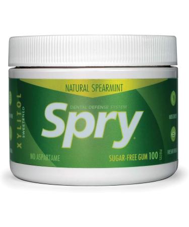 Spry Xylitol Gum Spearmint 100 Pieces - Sugar-Free Chewing Gum - 100 Count Pack - Buy Online on GoSupps.com