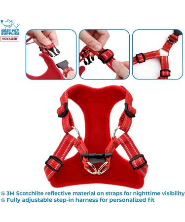 Voyager Adjustable Dog Harness with Reflective Stripes - M Size - Red - No Pull Vest for Walking and Jogging - Buy Online on GoSupps.com