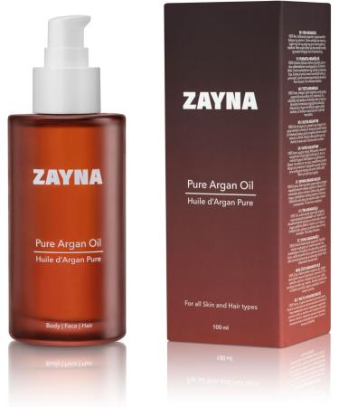 ZAYNA Pure Argan Oil Organic 100 ml 100 Coldpressed from Morocco Hair Face and Body Dermatologically tested Rich in vitamin E Filled in Switzerland - Buy Online on GoSupps.com