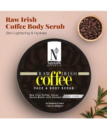 Organic Coffee Face & Body Scrub with Cocoa Butter & Oatmeal - Exfoliate & Hydrate | 200gm | International Shipping - Buy Online on GoSupps.com
