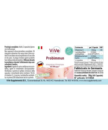 Probimmun - High Dose Lactobacillus Acidophilus & Bifidobacterium Lactis | 60 Time-Delayed Drcaps | Quality Probiotics from Germany by Vive Supplements - International Shipping Available - Buy Online on GoSupps.com