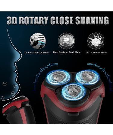 MAX-T Men's 3D Rotary Electric Shaver - CordedCordless, Rechargeable, WetDry with Pop-up Trimmer - Red - Buy Online on GoSupps.com
