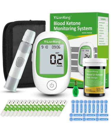 YiLianKang Blood Ketone Testing Kit. With Blood Ketone Meter, 15 Test Strips, Lancets, Lancing Device. Accurate Way to Check Ketosis on the Ketogenic Diet. 5 Second Get Results Blood Ketone Test Kit