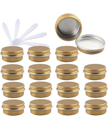 empty jars with lids cosmetic jar B0CL9KV58748 PC 10ml Blue Empty Round Aluminium Tins with Screw Lids Storage Jars Cosmetics Containers Pots with 6 Spatula (Color : Gold Size : 15ml) (Color : Gold