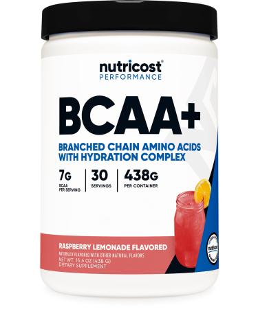 Nutricost BCAA + Hydration Powder (Raspberry Lemonade) 30 Servings - Branched Chain Amino Acids with Hydration Complex - Gluten-Free Non-GMO