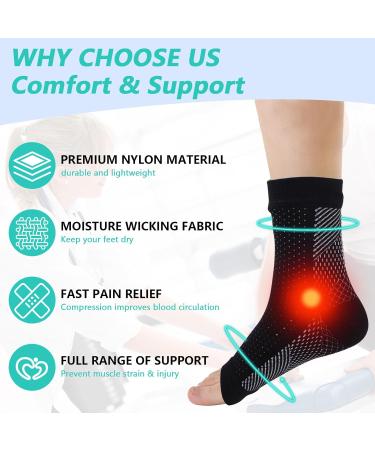 Neuropathy Socks | Plantar Fasciitis Ankle Support | Compression Aid for Men and Women | Breathable Sprained Ankle Brace | 5 Pairs (L/XL Black) - Buy Online on GoSupps.com