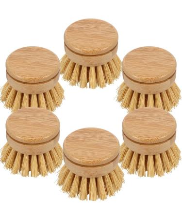 tibiu 6Pcs Soft Sisal Bristle Dish Natural Washing Brush Eco-Friendly Washing Up Brush Replacement
