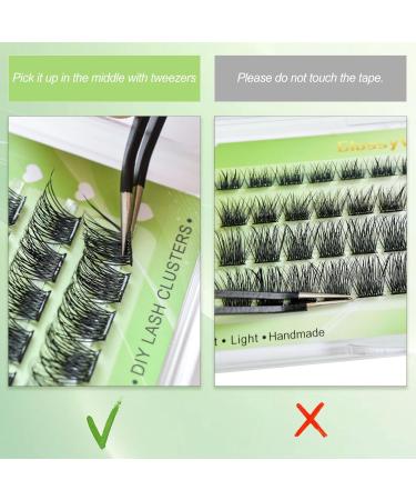 Self Adhesive Eyelashes Kit - 48 Press On Lashes & Tweezer | No Glue DIY Cluster Lashes Lasting 12-15 Hours - 0.07 D Curl 8-14mm Mix (A1-Black - Buy Online on GoSupps.com