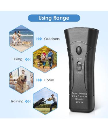 YurDoca Anti Barking Device Handheld Dog Repeller Trainer Dual-Channel Dog Repeller Ultrasonic Handheld Dog Training Tool 3 in 1 Bark Control Tool Frequency Levels Humanized and Safe for Cats Black-New10 - Buy Online on GoSupps.com