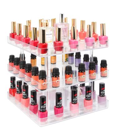 mk387 Nail polish rotating display rack (transparent) acrylic colorless 3 storage compartments - Buy Online on GoSupps.com