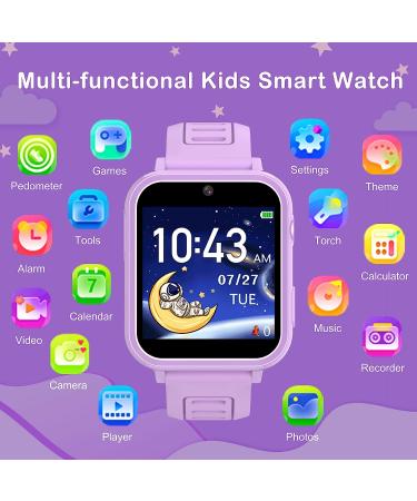 Kids Smart Watch  Smart Watch for Kids Toys with 24 Games Camera Video Recorder Music Player Alarm Calculator Calendar Stopwatch Flashlight Pedometer Gift Toys for Boys and Girls Ages 3-12 Years Old purple - Buy Online on GoSupps.com