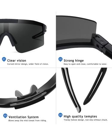 SummerLight Polarized Viper Sunglasses - Wrap Around Sports UV400 Protection for Cycling, Running, Golf - Black Men Women - Buy Online on GoSupps.com