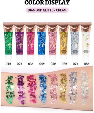 INTEROOKIE Glitter Gel Eyeshadow Glitter Liquid Eyeshadow with Polarizing Effect for Face Lips and Body (08#) - Buy Online on GoSupps.com