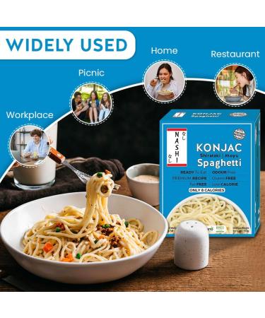 Nashi Shirataki Konjac Moyu Spaghetti - Vegan Keto Friendly Glucomannan Recipe | Odour Free, Fat Free & Low Calorie Diet | Ready to Eat (8 190g) - Buy Online on GoSupps.com