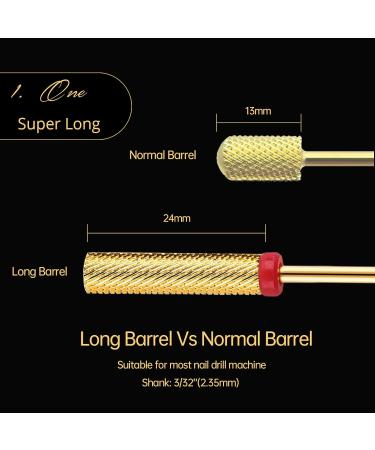 CORFULRA Super Long Barrel Nail Drill Bit - Carbide Tungsten for Acrylic Nails | Professional Nail Tech Must-Have - Buy Online on GoSupps.com