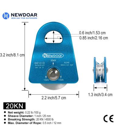 NewDoar Micro Mobile Single Pulley 20kN - CE Certified - 1/2in Max Rope for Arborist Climbing and Rescue - Buy Online on GoSupps.com