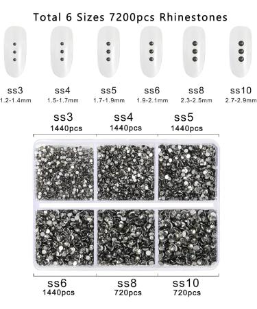 Beadsland 7200PCS Flatback Rhinestones - Clear Round Crystal Nail Gemstones & Wax Pencil Kit (SS3-SS10) - Mixed Sizes Anthracite Black Diamond for Handicrafts - Buy Online on GoSupps.com