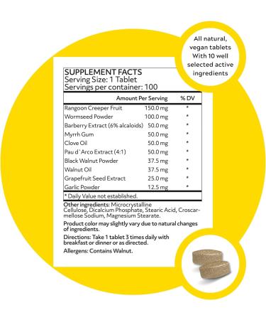 ParaProteX - Detox Cleanse Tablets - Intestinal Support + Gut Cleanse - Black Walnut Wormwood Clove - Detox Cleanse + Colon Health - 100 Vegan Tablets New Formula - Buy Online on GoSupps.com