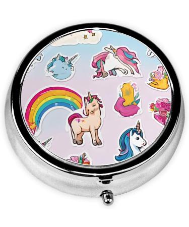Rainbow Round Pill Box - 3 Compartment Mini Decorative Travel Holder | Portable Medicine Organizer for Vitamins & Tablets - Buy Online on GoSupps.com