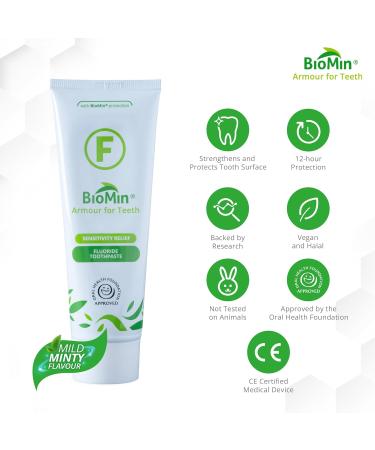 BioMin F Toothpaste - Enamel Strengthening Fluoride Toothpaste for Sensitive Teeth - 75ml Mild Mint - Vegan & Cruelty-Free - Buy Online on GoSupps.com