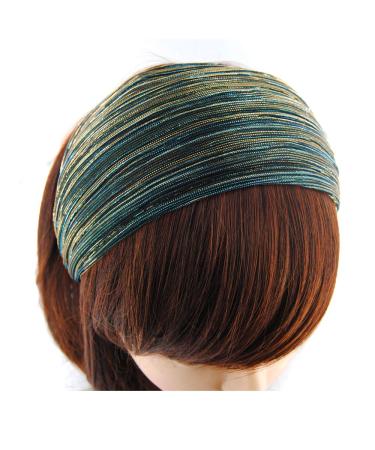 axy HR31 Headband - Fabric Hair Band with Glitter Threads in Peacock Blue | International Shipping Available - Buy Online on GoSupps.com