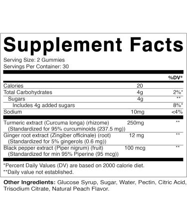 Vitamatic Turmeric Gummies 2-Pack with Ginger & Black Pepper - 95% Curcuminoids - 60 Vegan Gummies - Buy Online on GoSupps.com