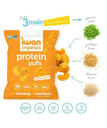 IWON Organics Cheddar Cheese Protein Puffs - High Protein & Organic Snack (8 Bags) - Buy Online on GoSupps.com