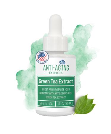 Green Tea Extract for Skin Alcohol-Free Cold-Processed Antioxidant Serum with USDA Organic Leaves Cosmetic Grade for Face and DIY Skincare Formulations - 1 fl oz