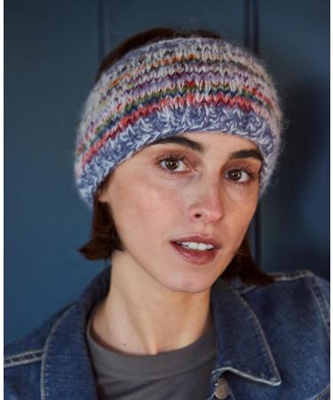 Pachamama Women Wool/Mohair Ear Warmer Headband Fleece Lined Handknitted Striped Multicoloured One-Size Handmade Fair Trade - Buy Online on GoSupps.com