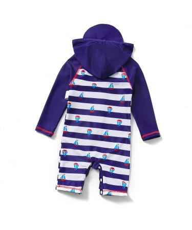 BONVERANO Baby Boys Swimsuit 3-4 Years | UPF 50+ Full-Zip Hoodie One Piece Swimwear for Toddlers | Sun Protection Hooded Sailing Suit - Buy Online on GoSupps.com