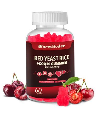 Warmbioder Red Yeast Rice with Coq10 Gummies Sugar Free Organic Red Yeast Rice for Cholesterol Lowering Supplements Enhanced with Coenzyme Q10 Support Heart Health