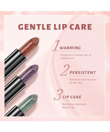 Buy 3 Pcs Magic Color Changing Glitter Lipstick - Long Lasting PH & Warming Lip Balm (Rose Peach Apricot) | International Shipping - Buy Online on GoSupps.com
