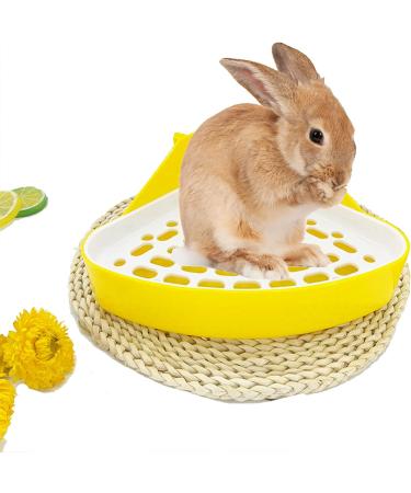 Kathson Triangular Potty Trainer for Small Pets - Ideal for Guinea Pigs Rabbits Hamsters & More | Corner Hay Toilet & Litter Box in Yellow - Buy Online on GoSupps.com