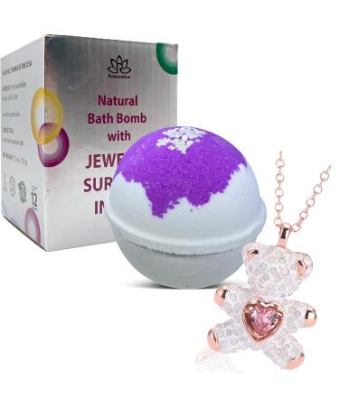 Bath Bomb with Surprise Bear Necklace Inside - Skin Moisturizing Natural Ingredients Safe for Kids - Bath Bomb with Bear Jewelry Inside for Women Bear Sleep