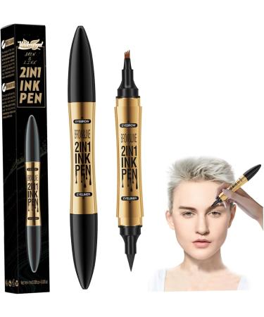 Eyebrow Pencil 2 in 1 Dual-ended Liquid Eyebrow Pen Waterproof & Long Lasting Smooth Liquid Eyeliner Pen Four-tip Brow Pencil Light Coffee - Buy Online on GoSupps.com