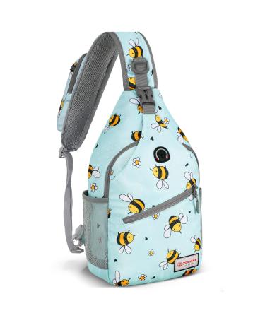 ZOMAKE Sling Bag for Women Men:Small Crossbody Sling Backpack - Water Resistant Mini Shoulder Bag Chest Bag for Travel Bee Blue