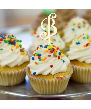 Letter B Cupcake Toppers Monogram Initial Last Name Floral Wreath Beach For Wedding Bridal Shower Decorations Reusable Custom Any Initial Wedding Gifts 6PCS Style-8 - Buy Online on GoSupps.com