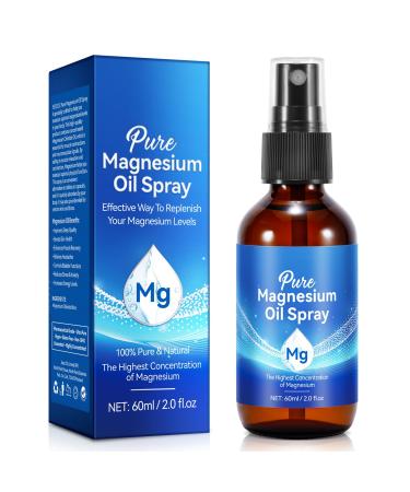 Pure Magnesium Spray for Feet Magnesium Oil Organic Natural Glass Bottle Easy to Absorb and Use 60Ml.
