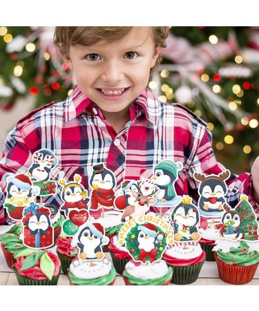 20 Pcs Christmas Snowman Penguin Cupcake Toppers Christmas Snowman Penguin Theme Party Cake Toppers for Kids Birthday Party Baby Shower Party Supplies Christmas Decoration Supplies - Buy Online on GoSupps.com