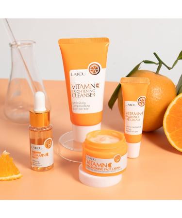 4 Pack Vitamin C Moisturizing Skin Care Set for Women Girls Anti-Aging Brightening Face Skin Care Kit Cleanser Serum Eye Cream and Eye Cream - Buy Online on GoSupps.com