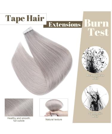 SEGO Tape Extensions - 100% Remy Human Hair Extensions 10pcs Grey Straight Adhesive Hairpieces 12 (30cm) 25g - Buy Online on GoSupps.com