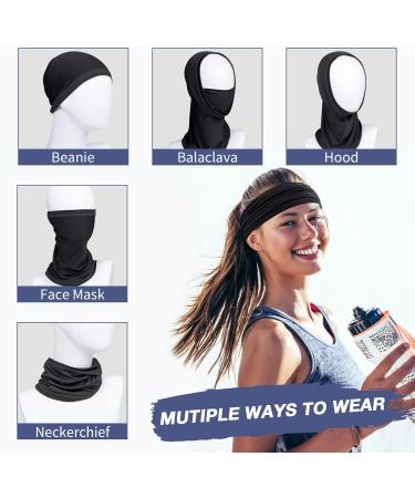 Kiiwah 2-Piece Multifunctional Hose Scarf - Windproof Bandanas for Sun Protection & Thermal Warmth - Black Neck Warmer for Cycling Ski Motorcycle & Running - Buy Online on GoSupps.com