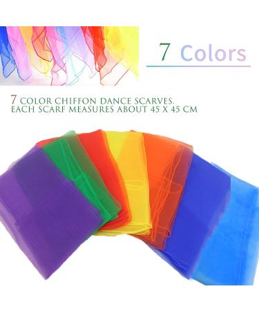 Chanehann 7-Piece Colorful Chiffon Juggling Towels | Square Dance & Sensory Cloths for Adults & Kids | 45x45cm - Buy Online on GoSupps.com