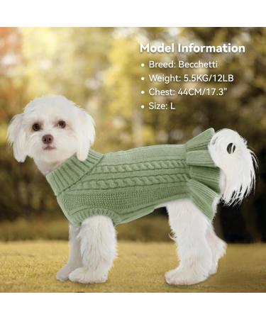 Alagirls Classic Dog Sweater - Warm Turtleneck Knitted Puppy & Cat Clothing | Christmas Holiday Outfits for Small Dogs - Sage Green - Buy Online on GoSupps.com