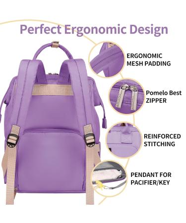 Pomelo Baby Diaper Backpack - Large Capacity Nappy Bag with Changing Pad (Lavender) for On-the-Go Care - Buy Online on GoSupps.com