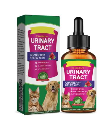 Cat & Dog Natural Urinary Tract Drops - Infection Treatment with Cranberry+Echinacea - Kidney & Bladder Support Supplement - Urine Incontinence & Bladder Stones - Pet Renal Health