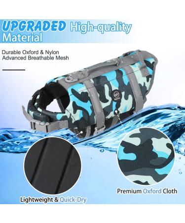 Emust Dog Life Preserver | High Buoyancy Flotation Vest for Small Medium & Large Dogs | New Blue Camouflage for Swimming & Beach Activities - Buy Online on GoSupps.com
