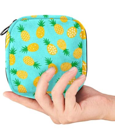 Menstrual Bag with Zipper | Pineapple Pattern Ladies Napkin & Tampons Pouch - Stylish & Functional for Women and Girls - Buy Online on GoSupps.com