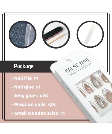 Luxury Almond Press On Nails - Glossy 3D Swirl Acrylic Nail Art for Women | A-Silver Swirl - Shop Internationally - Buy Online on GoSupps.com