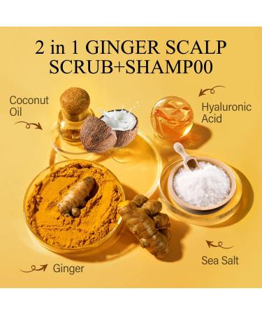 SHVYOG Ginger Scalp Scrub - Exfoliator for Build-Up Strengthening Hair Treatment with Massager 10.58 OZ - Buy Online on GoSupps.com